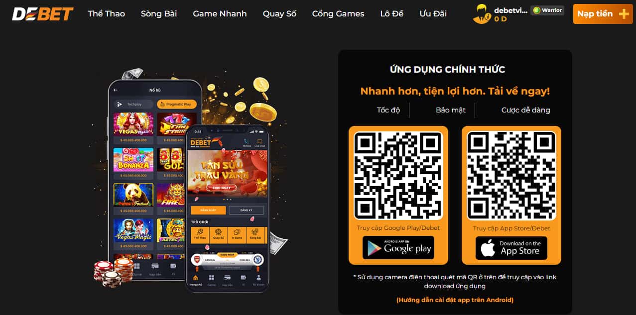 Cách tải app DEBET uy tín cho điện thoại